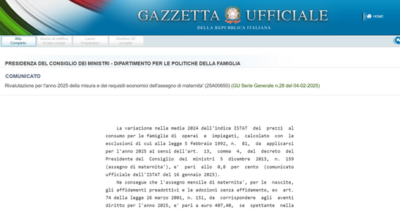 Assegno di maternità dei Comuni INPS: aumenta l'importo per il 2025
