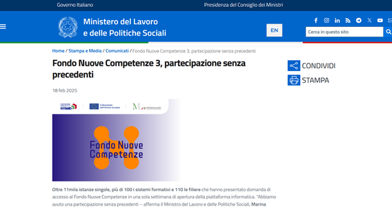 Fondo Nuove Competenze 2025: boom di domande nella prima settimana
