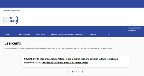 Carta cultura: le scadenze per inoltrare le fatture e ricevere i pagamenti