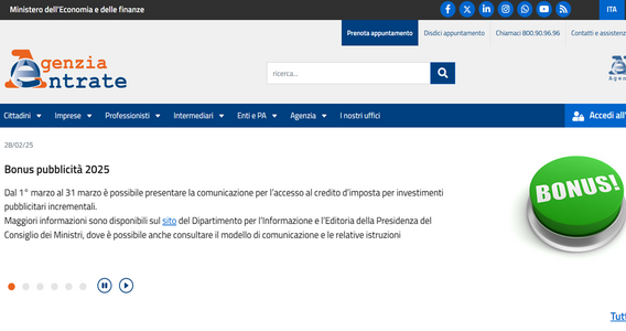Bonus pubblicità 2025, al via la domanda: cos'è e a chi spetta