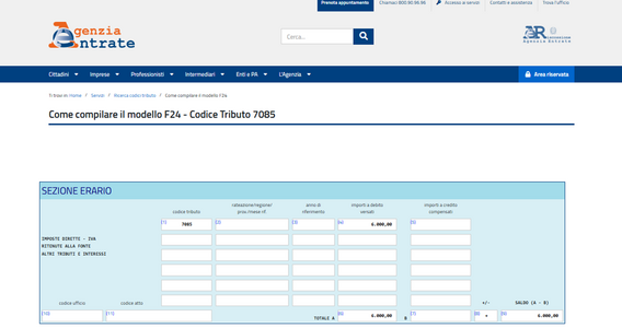 Codice tributo 7085: come compilare il modello F24