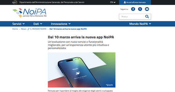 App NoiPA: arriva l'aggiornamento con i nuovi servizi