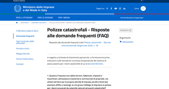 Polizza catastrofale obbligatoria anche per beni in affitto o leasing