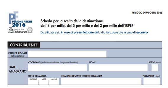8 per mille IRPEF: modulo e istruzioni
