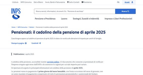 Calcolo pensione aprile 2025: le istruzioni nel cedolino INPS