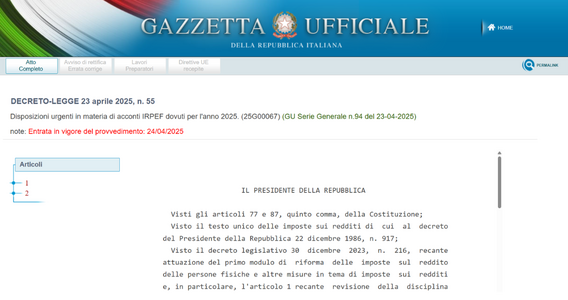 Tre aliquote IRPEF anche per gli acconti 2025: tutto pronto per la dichiarazione dei redditi