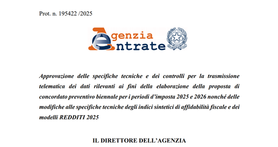 Concordato preventivo biennale 2025/2026: le istruzioni per l'invio dei dati