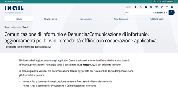 Denuncia di infortunio: pronta la nuova versione