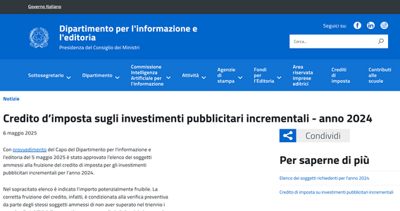 Bonus pubblicità, online l'elenco dei beneficiari: come usare il credito d'imposta