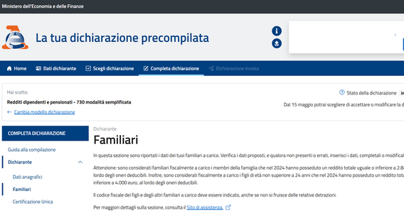 Modello 730 precompilato 2025, doppia verifica sui dati dei figli a carico