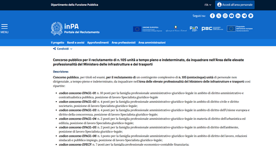 Assunzioni Ministero dei Trasporti: nuovo concorso per 105 specialisti