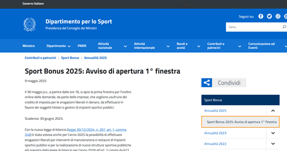 Sport bonus 2025: da quando si può fare domanda per il credito d'imposta?