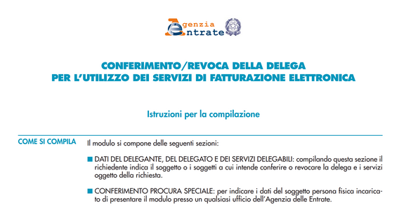Modulo conferimento delega fattura elettronica