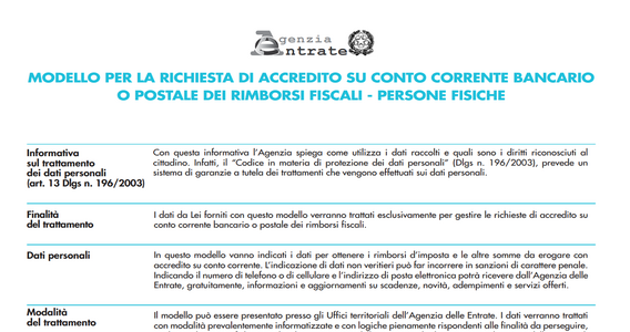 Rimborsi fiscali: ecco il modulo