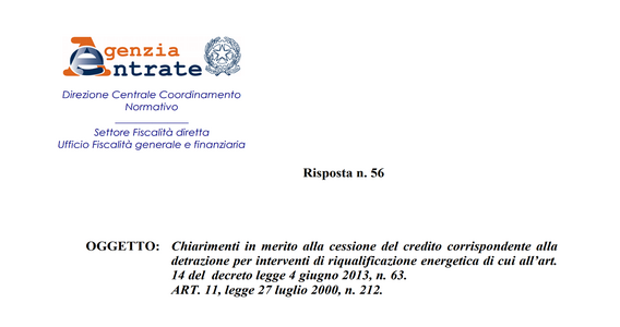 Ecobonus, cessione credito tra genitori e figli: i chiarimenti dell'Agenzia delle Entrate