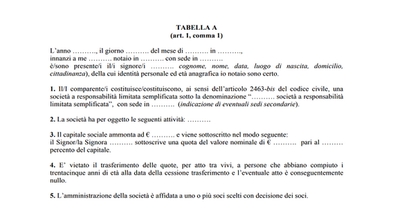 Costituzione S.r.l. semplificata