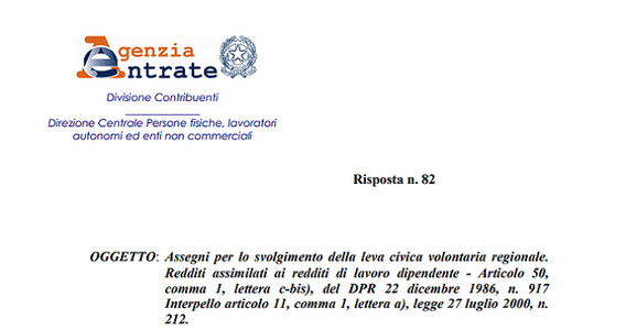 Servizio civile: niente esenzione Irpef per quello regionale