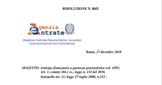 Ape volontaria, credito d'imposta incapienti con rimborso INPS