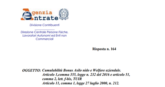 Bonus nido e welfare aziendale, cumulo solo per le spese rimaste a carico