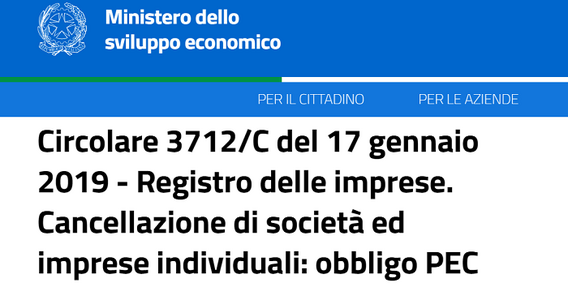 Registro imprese: cancellazione senza obbligo di PEC