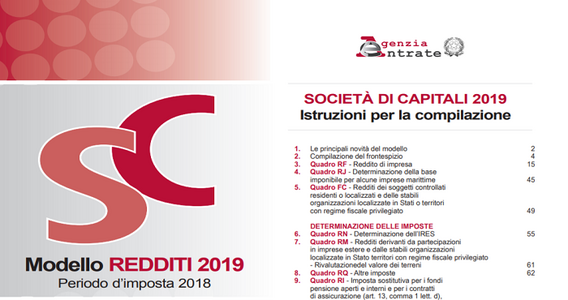 Modello Redditi SC 2019, istruzioni e scadenza
