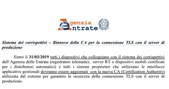 Trasmissione corrispettivi: aggiornamento della configurazione entro il 31 marzo