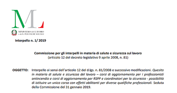Sicurezza sul lavoro: per l'aggiornamento un evento di formazione dedicato