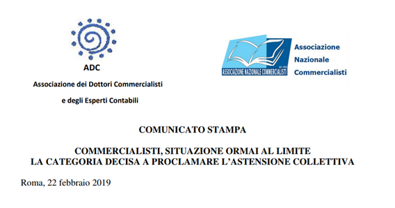 Commercialisti verso lo sciopero, astensione collettiva dal 29 aprile al 3 maggio 2019