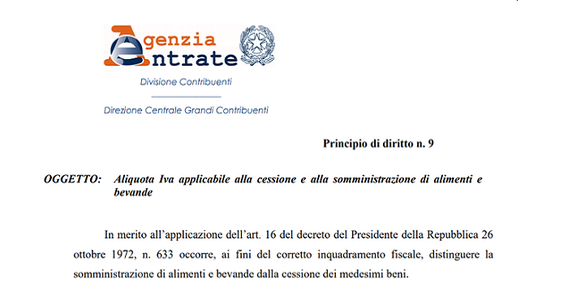 IVA alimenti e bevande: due aliquote diverse per somministrazione e cessione