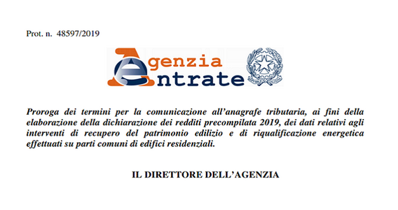Proroga comunicazione spese ristrutturazione condominio all'8 marzo 2019