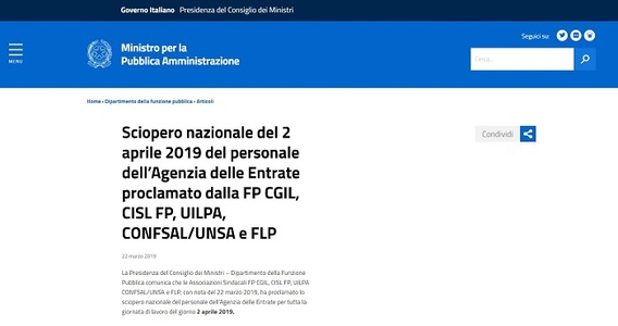 Agenzia delle Entrate: sciopero nazionale il 2 aprile