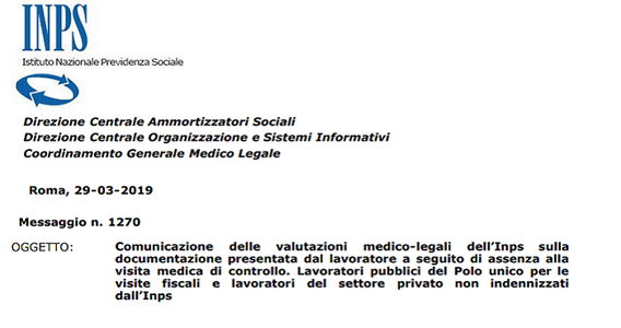 Visite fiscali, online le valutazioni INPS sulle giustificazioni d'assenza