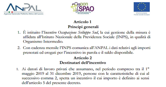 Bonus assunzioni Sud 2019 dal 1° gennaio: nel decreto ANPAL le novità del DL Crescita
