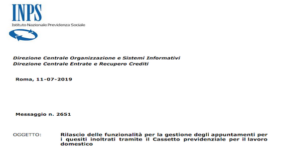 Lavoro domestico: disponibile la nuova agenda per gli appuntamenti nel Cassetto previdenziale