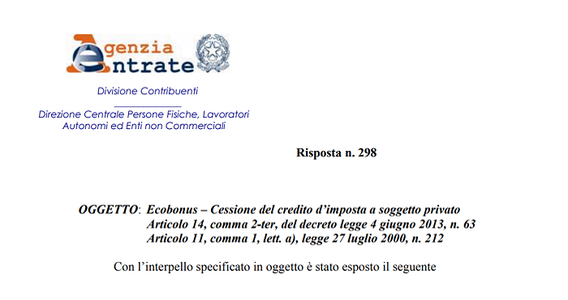 Ecobonus e contribuenti "no tax area": ok alla cessione verso chi finanzia i lavori