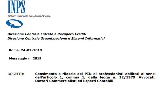 Avvocati e commercialisti intermediari INPS, modalità censimento e rilascio PIN
