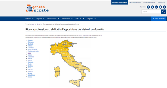Visto di conformità: come fare una ricerca tra l'elenco dei professionisti abilitati