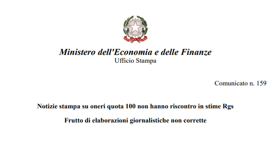 Quota 100, il MEF difende la riforma delle pensioni