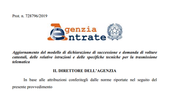 Dichiarazione di successione e volture catastali, nuovo modulo e istruzioni
