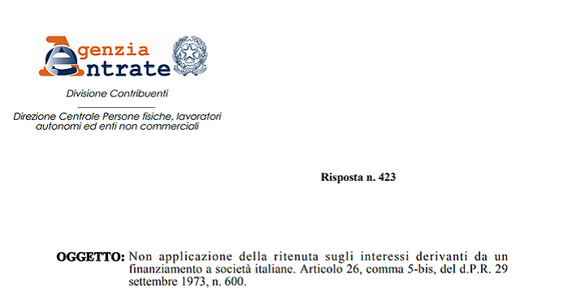 Esenzione ritenuta interessi su finanziamenti esteri: chiarimenti sull'applicazione