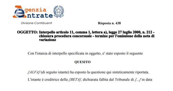 Nota di variazione, i termini di emissione dopo la chiusura del fallimento