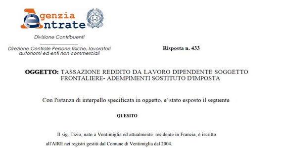 Sostituto di imposta e lavoratori frontalieri: le istruzioni delle Entrate