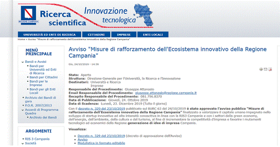 Bando Ecosistema Innovativo Campania, finanziamenti per lo sviluppo di start up