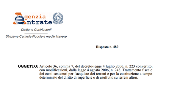 Reddito di impresa: usufrutto dei terreni deducibile, acquisto non ammortizzabile