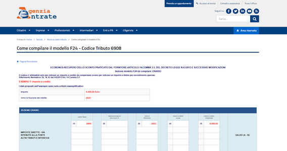 Sconto in fattura, codice tributo per il recupero del credito in compensazione