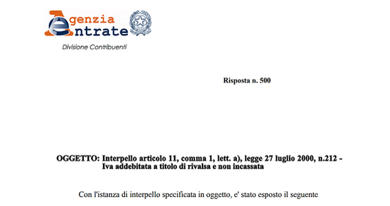 Rivalsa IVA in caso di fattura rifiutata dal cliente: l'imposta non è recuperabile
