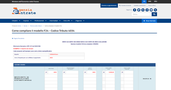 Codice tributo 4034 nel modello F24, cos'è e a cosa si riferisce?