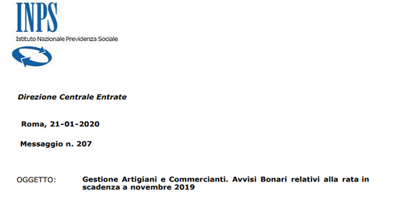 Contributi INPS artigiani e commercianti: avvisi bonari in arrivo
