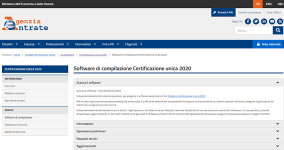 Certificazione Unica 2020, parte l'invio: software compilazione e controllo online