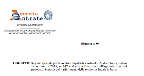 Regime impatriati, nessuna agevolazione dopo la dichiarazione dei redditi